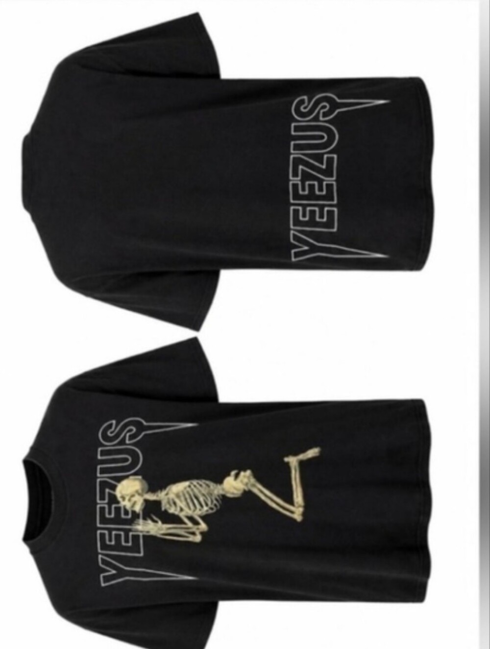 NWT Men's Yeezy Yeezus Black Tee with Gold Skeleton Graphic
